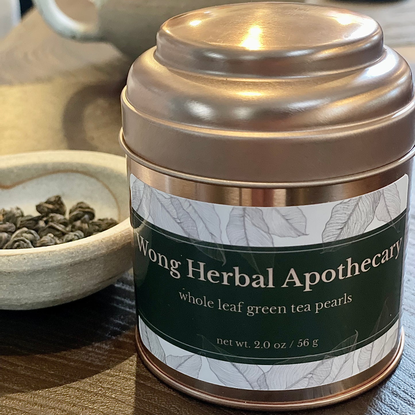 Whole leaf green tea pearls